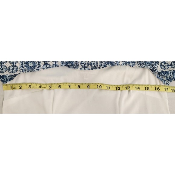 Signature by Robbie Bee Tiered White Blue Cold Shoulder Sheath Dress Women's 8 - Picture 6 of 7